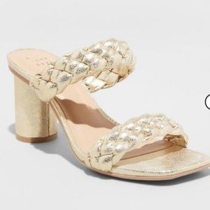 New in Box Womens Basil Mule Heels Gold Sz 8